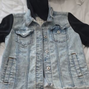 Abercrombie Kids Blue Denim Jacket with Black Sleeves